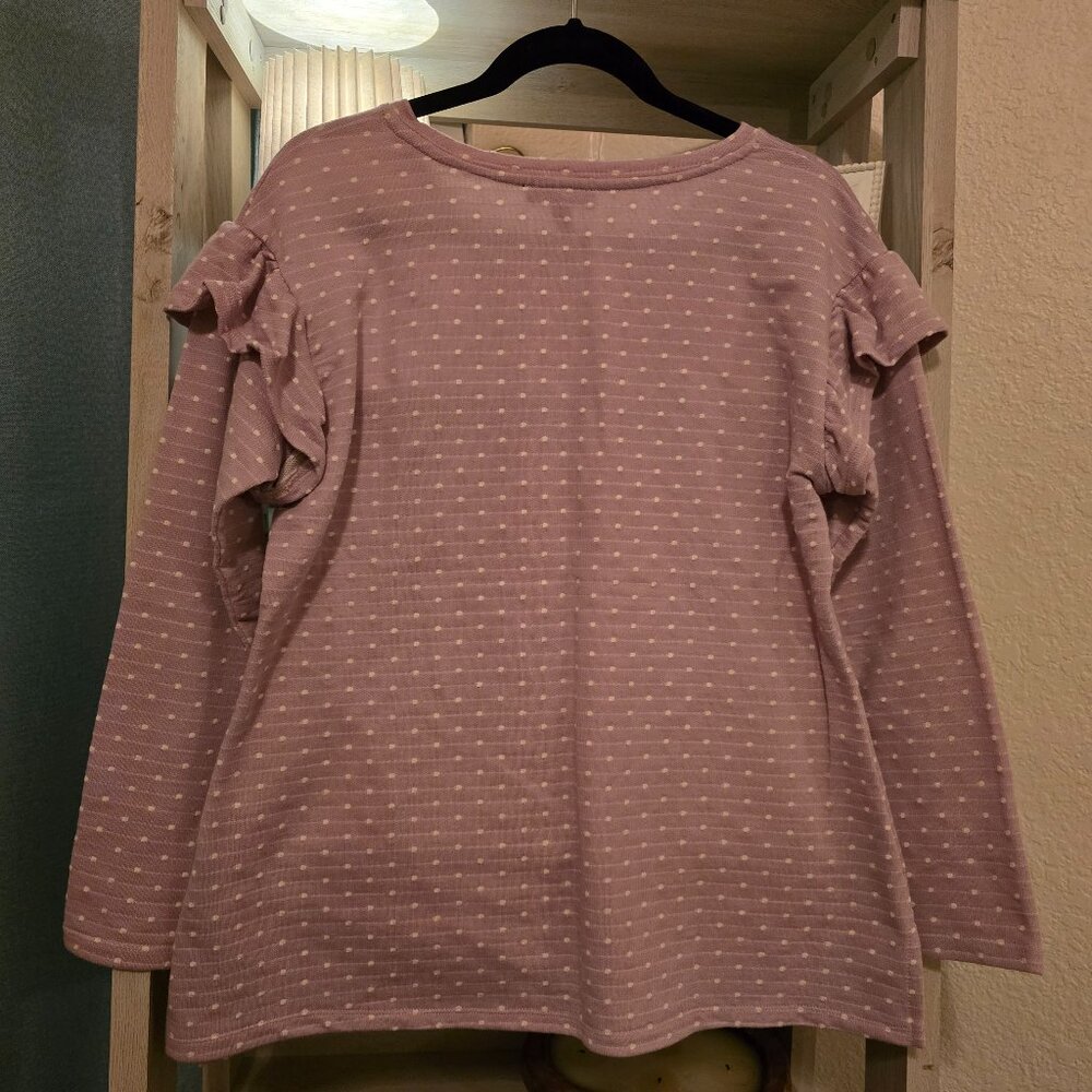 Lane Bryant Purple Top, Ruffle Sleeves Sz 10/12